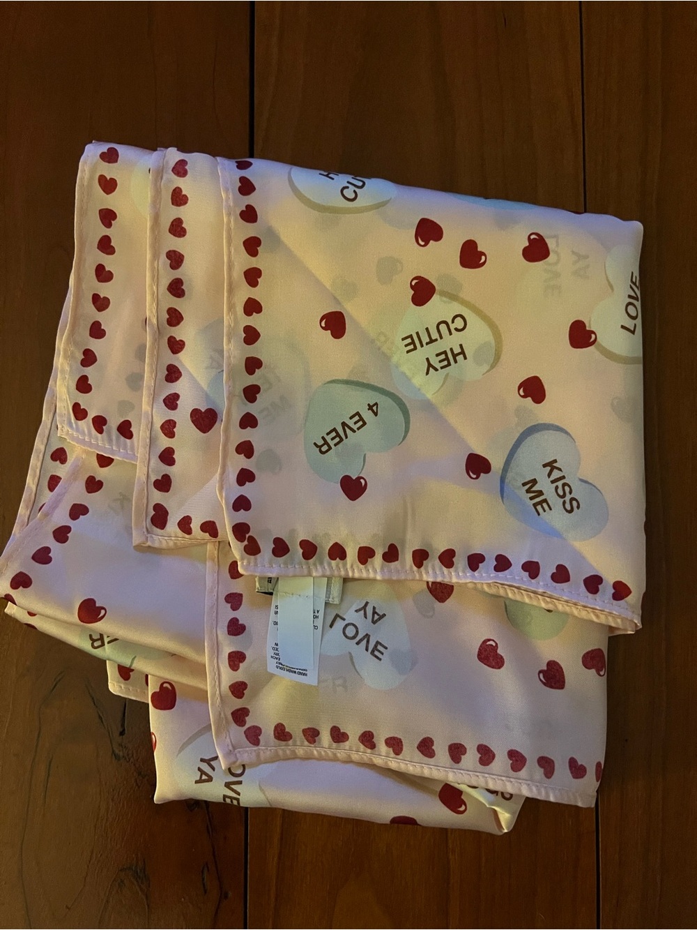 a new day Pink Conversation Heart Print Bedding Throw with Red Accents